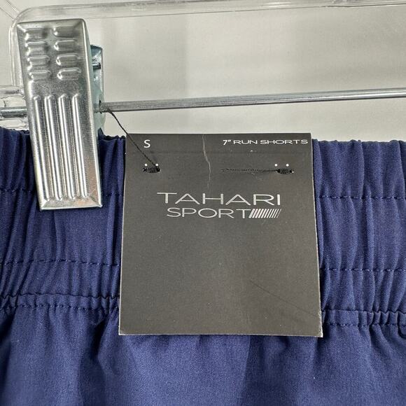 NWT Tahari Sport Blue White Elastic Drawstring Waist 7" Run Shorts Size Small - Picture 10 of 15